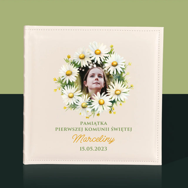 Zdjęcie i Podpis: Pamiątka Komunii Świętej Stokrotki - Album Na Zdjęcia