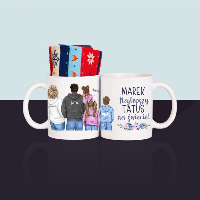 Kreator Postaci: Rodzina z Dziećmi - Zimowe Skarpetki w Kubku