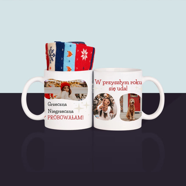 Fotokolaż: Grzeczna - Zimowe Skarpetki w Kubku
