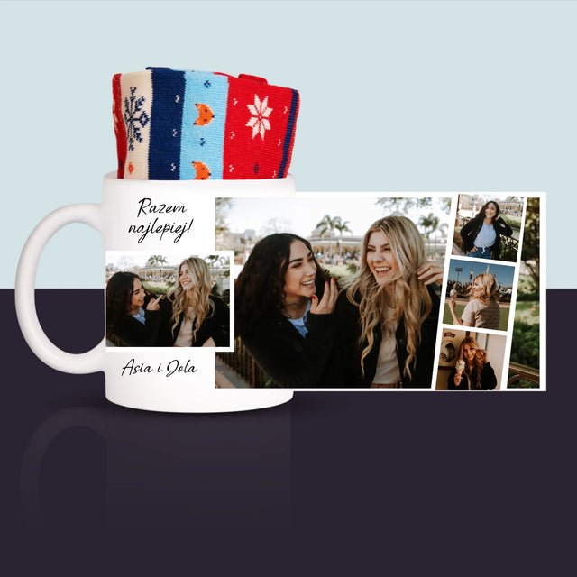 Fotokolaż: Przyjaciółki Razem Najlepiej - Zimowe Skarpetki w Kubku