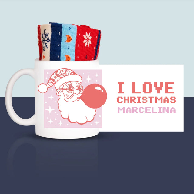 Imię i Podpis: i Love Christmas - Zimowe Skarpetki w Kubku