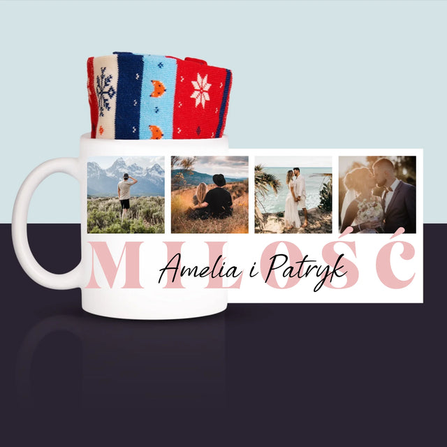 Fotokolaż: Miłość Imiona - Zimowe Skarpetki w Kubku