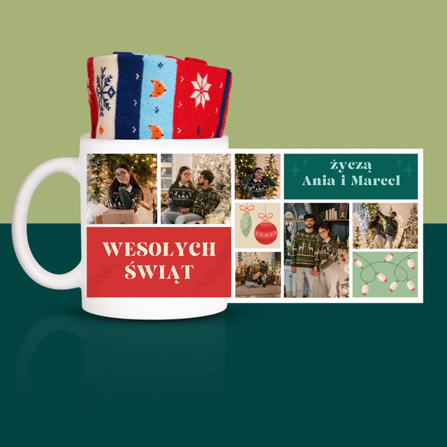 Fotokolaż: Zdjęcia Świąteczne - Zimowe Skarpetki w Kubku