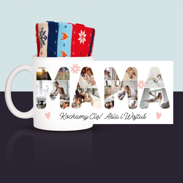 Słowo ze Zdjęć: Życzenia Dla Mamy - Zimowe Skarpetki w Kubku
