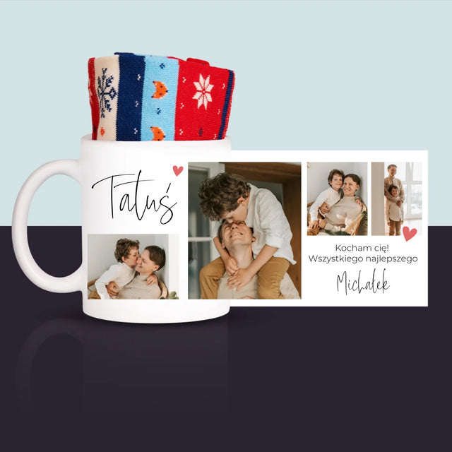 Fotokolaż: Tatusiu Kocham Cię - Zimowe Skarpetki w Kubku