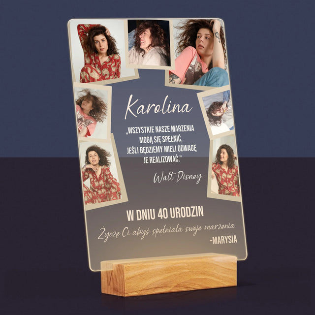 Fotokolaż: 40 Urodziny Spełniaj Marzenia - Wydruk Na Szkle Akrylowym