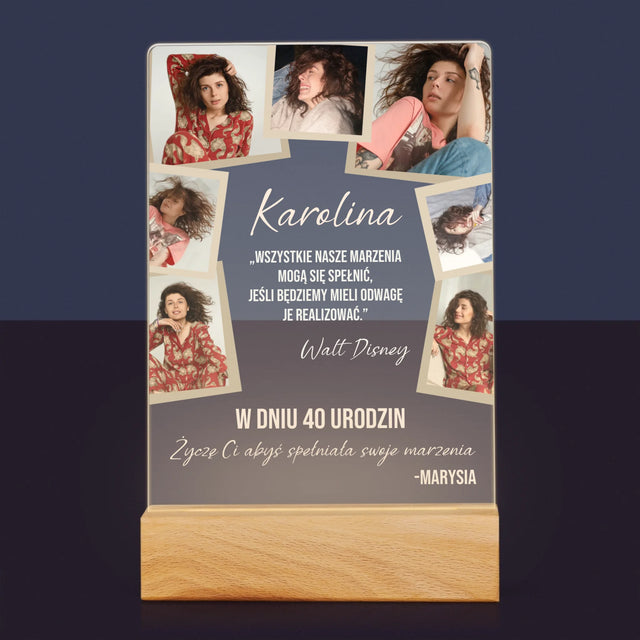 Fotokolaż: 40 Urodziny Spełniaj Marzenia - Wydruk Na Szkle Akrylowym