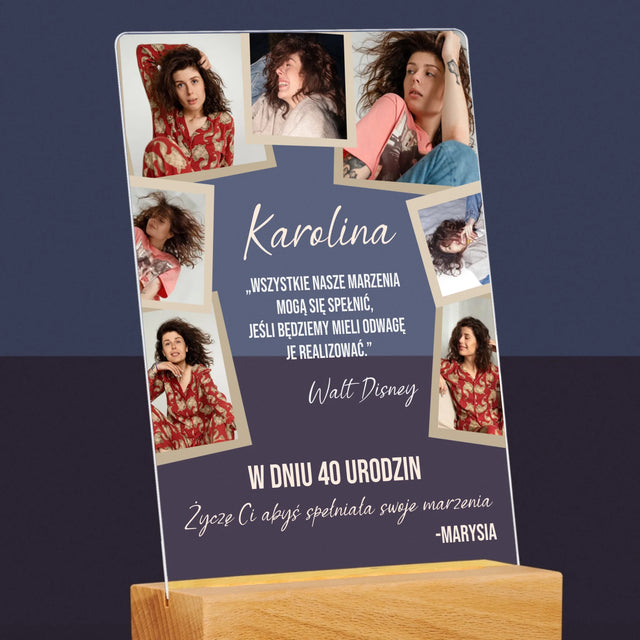 Fotokolaż: 40 Urodziny Spełniaj Marzenia - Wydruk Na Szkle Akrylowym