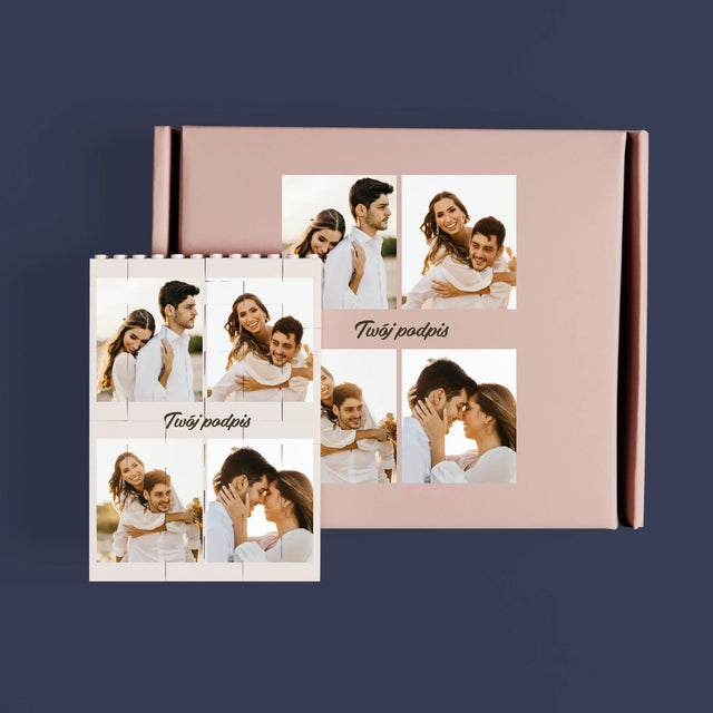 Fotokolaż: 4 Zdjęcia i Podpis - Klocki LEGO z Nadrukiem