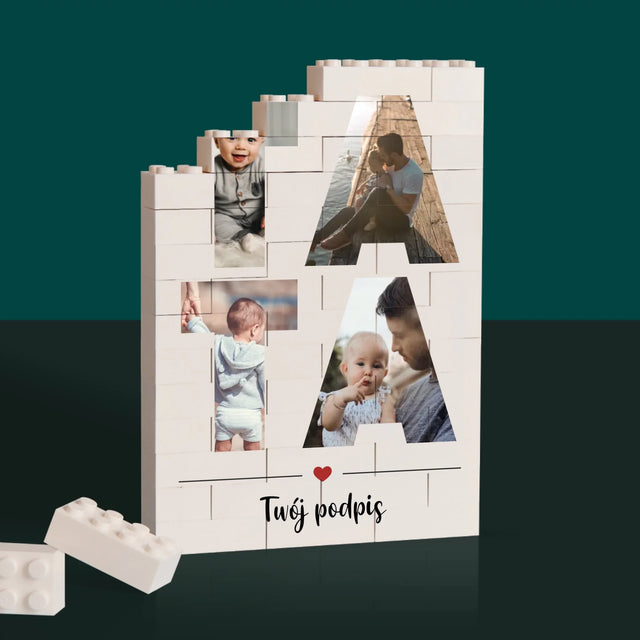 Słowo ze Zdjęć: Tata - Klocki LEGO z Nadrukiem