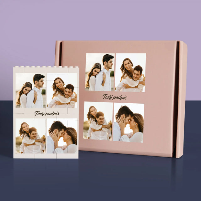 Fotokolaż: 4 Zdjęcia i Podpis - Klocki LEGO z Nadrukiem