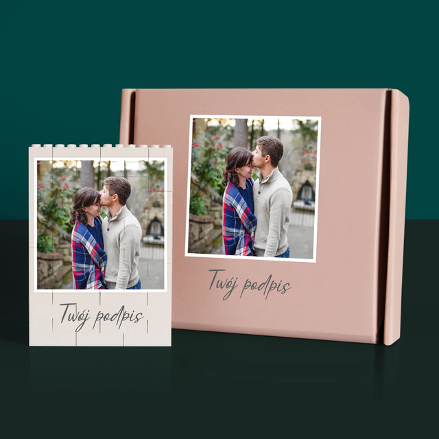 Zdjęcie i Podpis: Twoje Zdjęcie i Podpis - Klocki LEGO z Nadrukiem