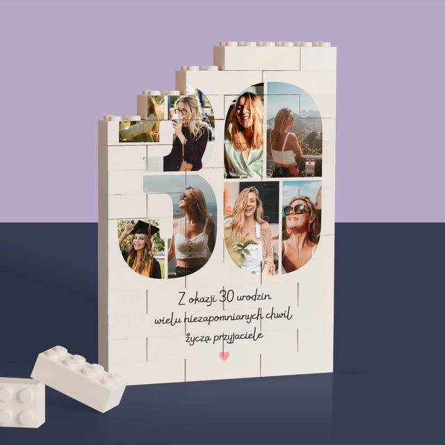 Fotokolaż: 30 Urodziny Życzenia - Klocki LEGO z Nadrukiem
