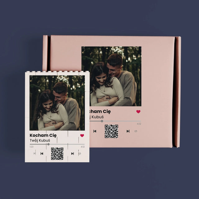 Zdjęcie i Podpis: Spotify z Kodem Qr - Klocki LEGO z Nadrukiem