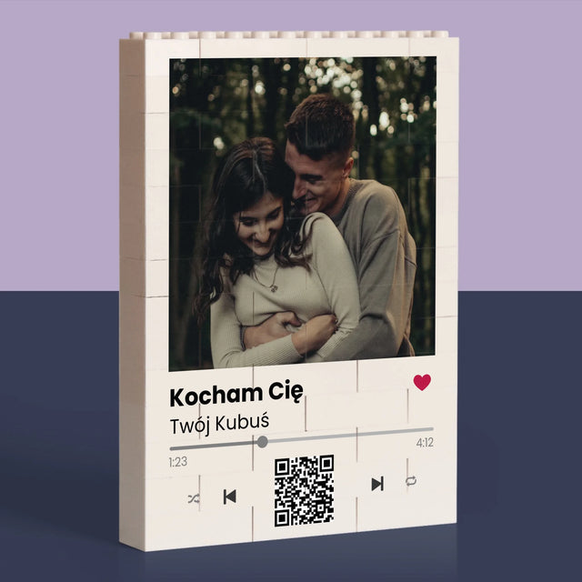 Zdjęcie i Podpis: Spotify z Kodem Qr - Klocki LEGO z Nadrukiem
