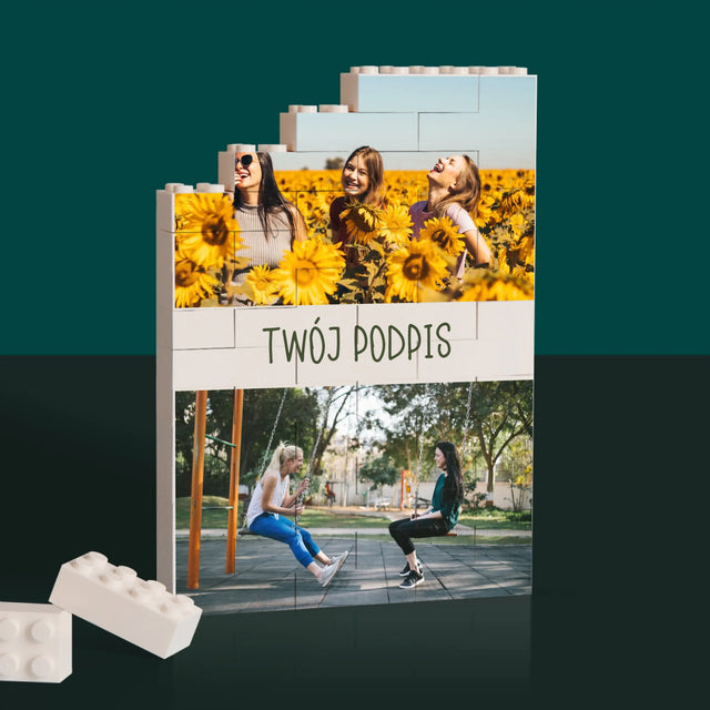 Fotokolaż: 2 Zdjęcia i Podpis - Klocki LEGO z Nadrukiem