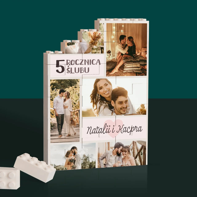 Fotokolaż: 5 Rocznica Ślubu - Klocki LEGO z Nadrukiem