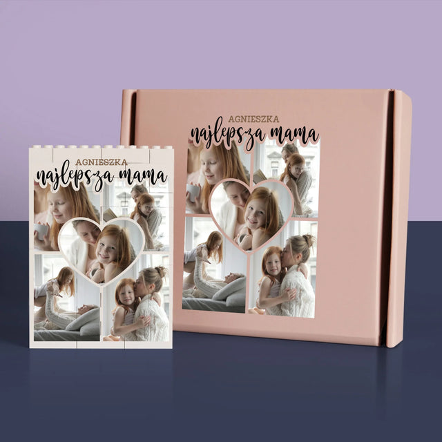 Fotokolaż: Najlepsza Mama Serce - Klocki LEGO z Nadrukiem