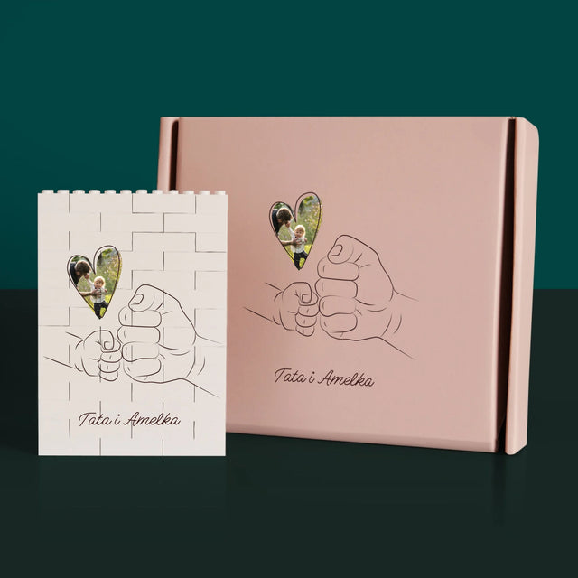 Zdjęcie i Podpis: Tata Dziecko Rączka - Klocki LEGO z Nadrukiem