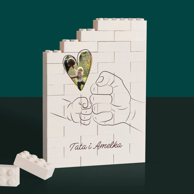 Zdjęcie i Podpis: Tata Dziecko Rączka - Klocki LEGO z Nadrukiem