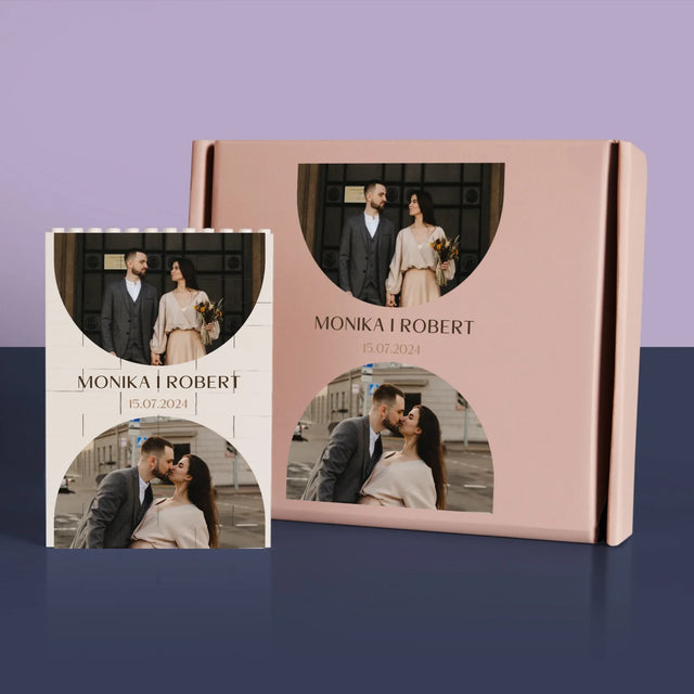 Fotokolaż: Data Ślubu - Klocki LEGO z Nadrukiem