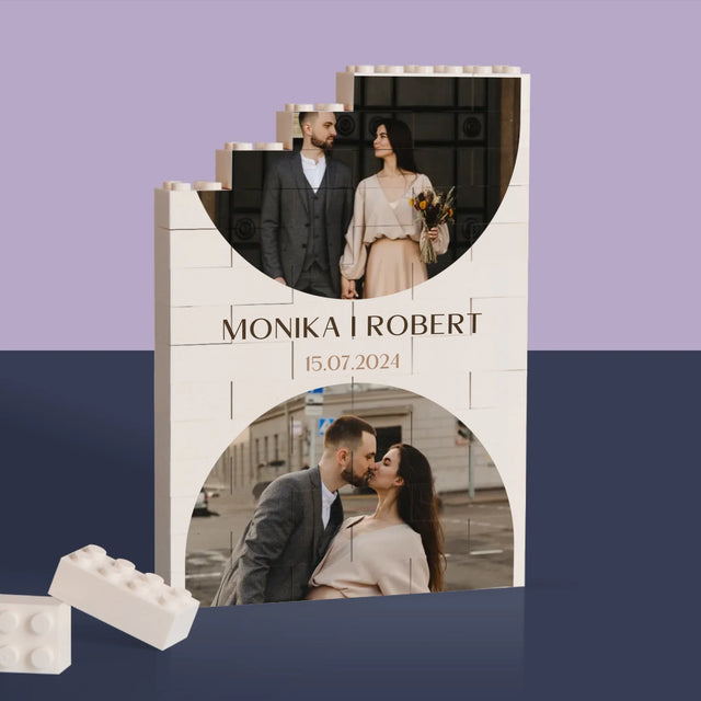 Fotokolaż: Data Ślubu - Klocki LEGO z Nadrukiem