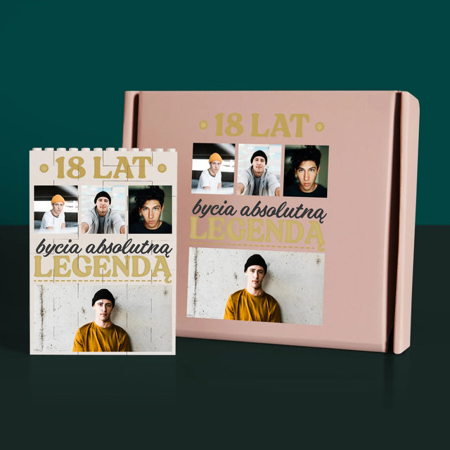 Fotokolaż: 18 Lat Bycia Legendą - Klocki LEGO z Nadrukiem