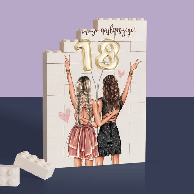 Kreator Postaci: Przyjaciółki Osiemnastka - Klocki LEGO z Nadrukiem