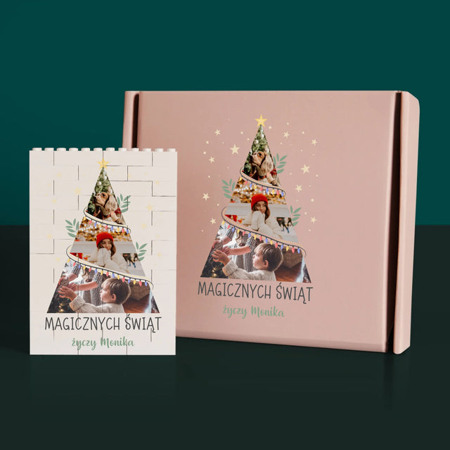 Fotokolaż: Magicznych Świąt Choinka - Klocki LEGO z Nadrukiem