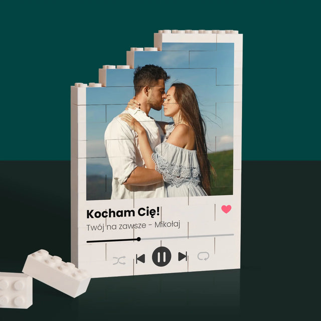 Zdjęcie i Podpis: Spotify Miłosny - Klocki LEGO z Nadrukiem