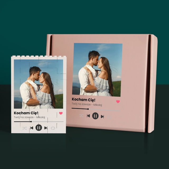 Zdjęcie i Podpis: Spotify Miłosny - Klocki LEGO z Nadrukiem
