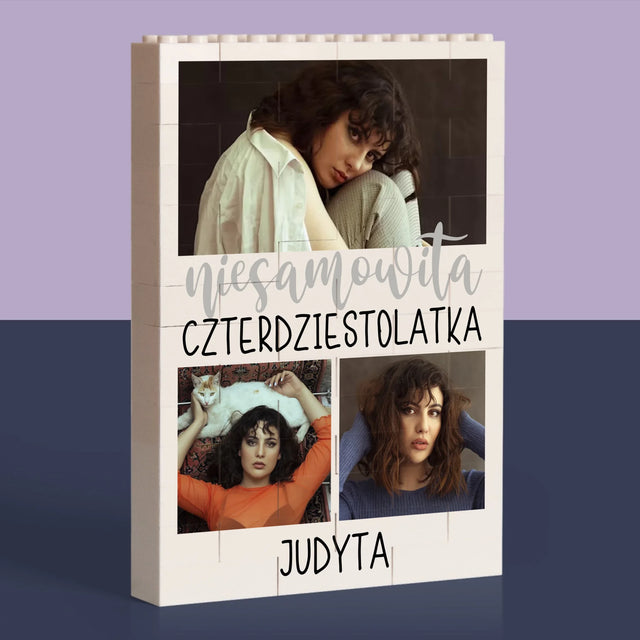Fotokolaż: Niesamowita Czterdziestolatka - Klocki LEGO z Nadrukiem