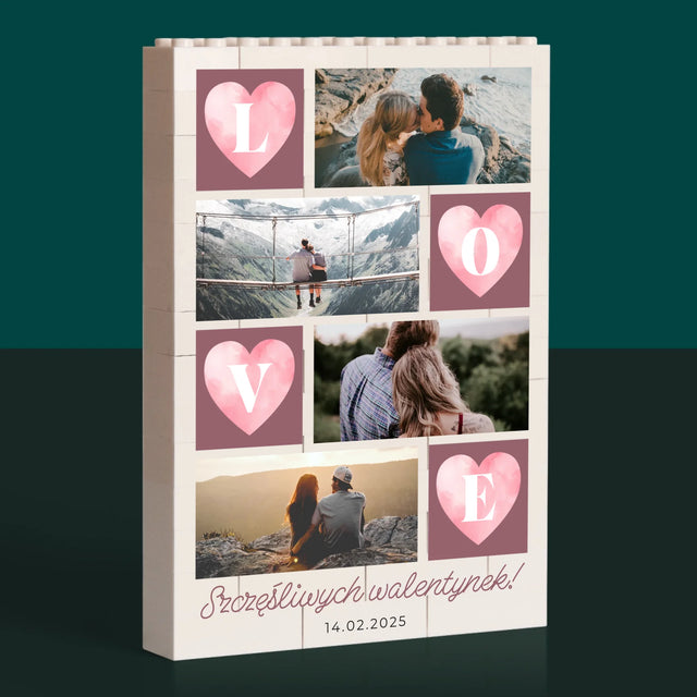 Fotokolaż: Serduszka Love - Klocki LEGO z Nadrukiem