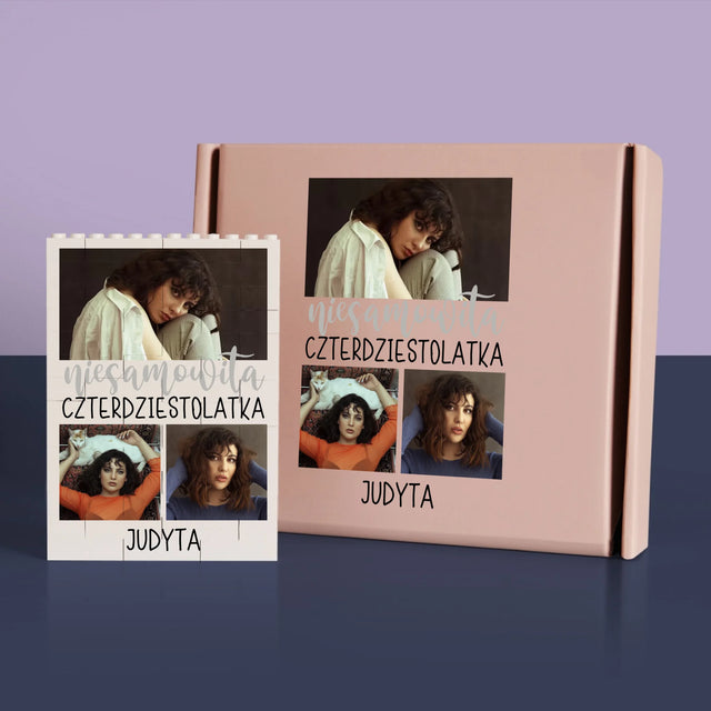 Fotokolaż: Niesamowita Czterdziestolatka - Klocki LEGO z Nadrukiem