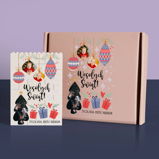 Fotokolaż: Choinka i Bombki - Klocki LEGO z Nadrukiem