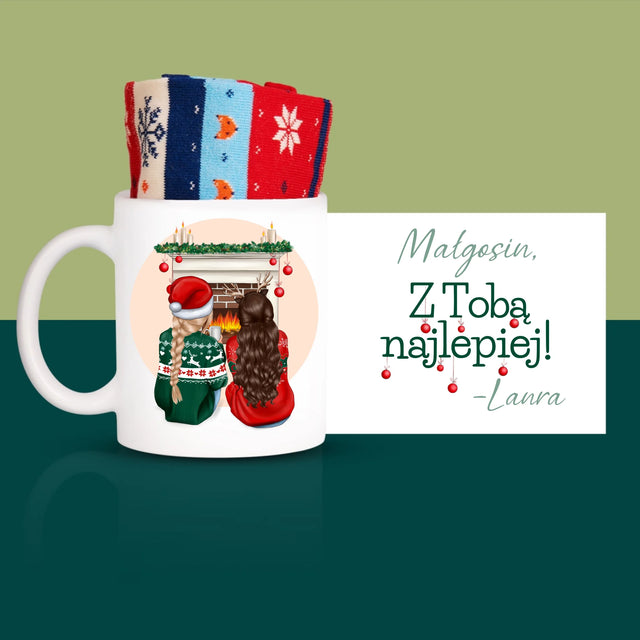 Kreator Postaci: Najlepsze Przyjaciółki w Święta - Zimowe Skarpetki w Kubku