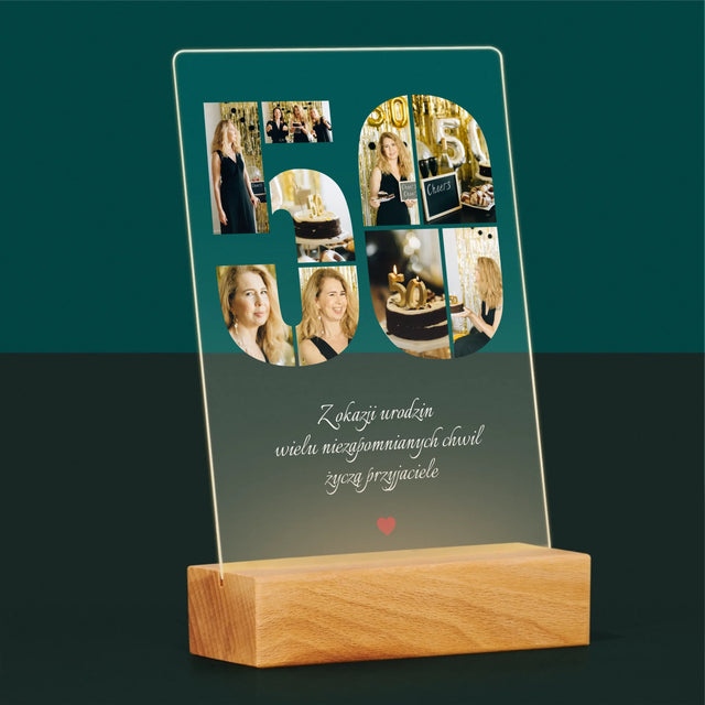 Kształt Ze Zdjęć: 50 Urodziny Życzenia - Wydruk Na Szkle Akrylowym