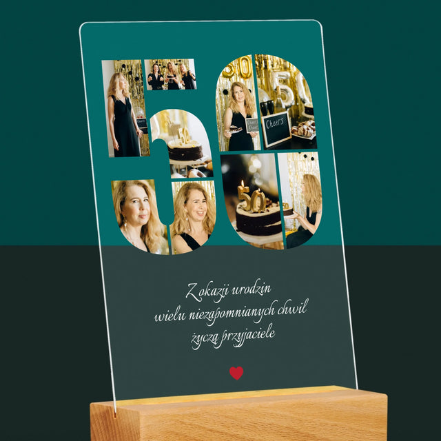 Kształt Ze Zdjęć: 50 Urodziny Życzenia - Wydruk Na Szkle Akrylowym