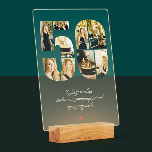 Kształt Ze Zdjęć: 50 Urodziny Życzenia - Wydruk Na Szkle Akrylowym