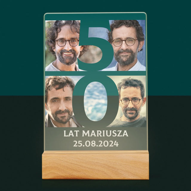 Fotokolaż: 50 Lat Cyfra Zdjęcia - Wydruk Na Szkle Akrylowym