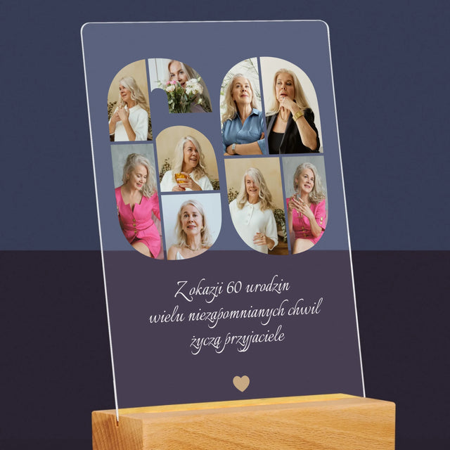 Kształt Ze Zdjęć: 60 Urodziny Życzenia - Wydruk Na Szkle Akrylowym