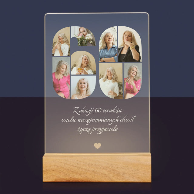 Kształt Ze Zdjęć: 60 Urodziny Życzenia - Wydruk Na Szkle Akrylowym