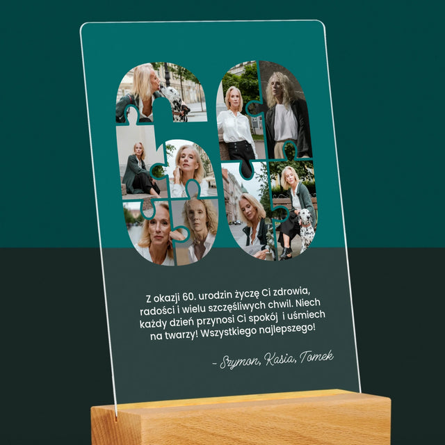 Kształt Ze Zdjęć: 60 Urodziny Puzzle - Wydruk Na Szkle Akrylowym