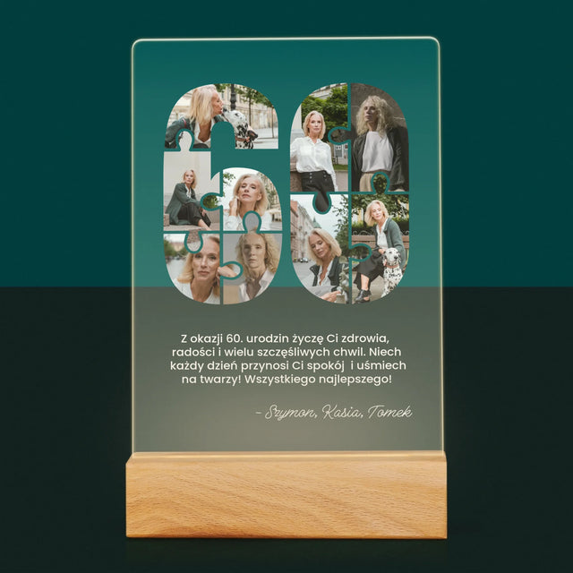 Kształt Ze Zdjęć: 60 Urodziny Puzzle - Wydruk Na Szkle Akrylowym