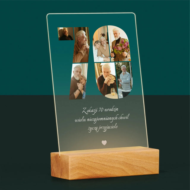 Kształt Ze Zdjęć: 70 Urodziny Życzenia - Wydruk Na Szkle Akrylowym