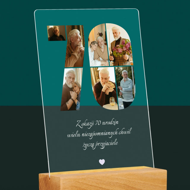 Kształt Ze Zdjęć: 70 Urodziny Życzenia - Wydruk Na Szkle Akrylowym