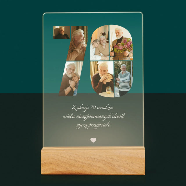Kształt Ze Zdjęć: 70 Urodziny Życzenia - Wydruk Na Szkle Akrylowym