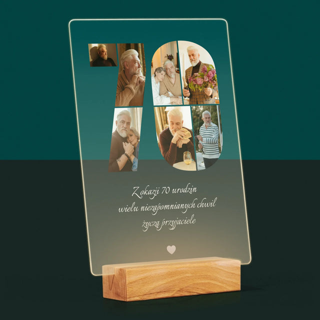 Kształt Ze Zdjęć: 70 Urodziny Życzenia - Wydruk Na Szkle Akrylowym