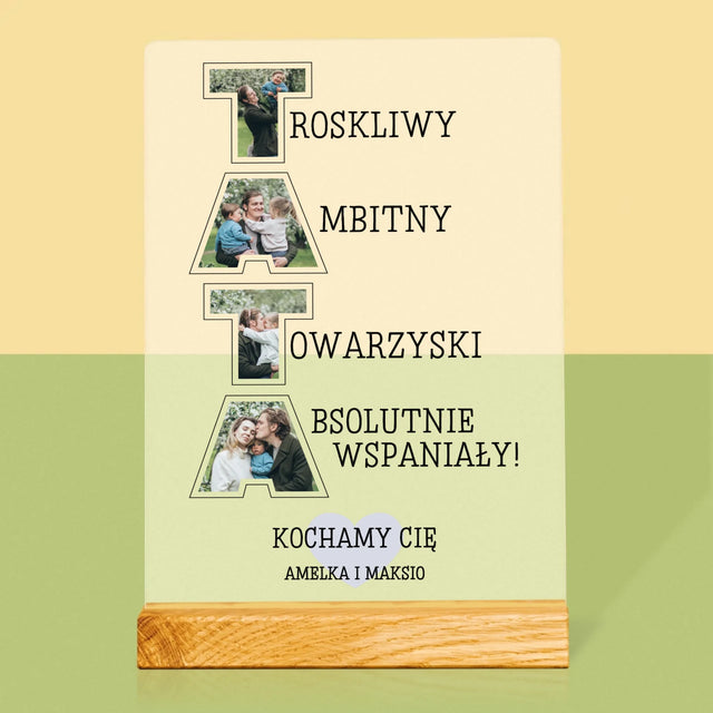 Słowo Ze Zdjęć: Dlaczego Kocham Tatę - Wydruk Na Szkle Akrylowym