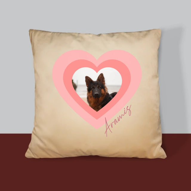 Zdjęcie i Podpis: Zdjęcie Pupila w Sercu - Poduszka z Nadrukiem